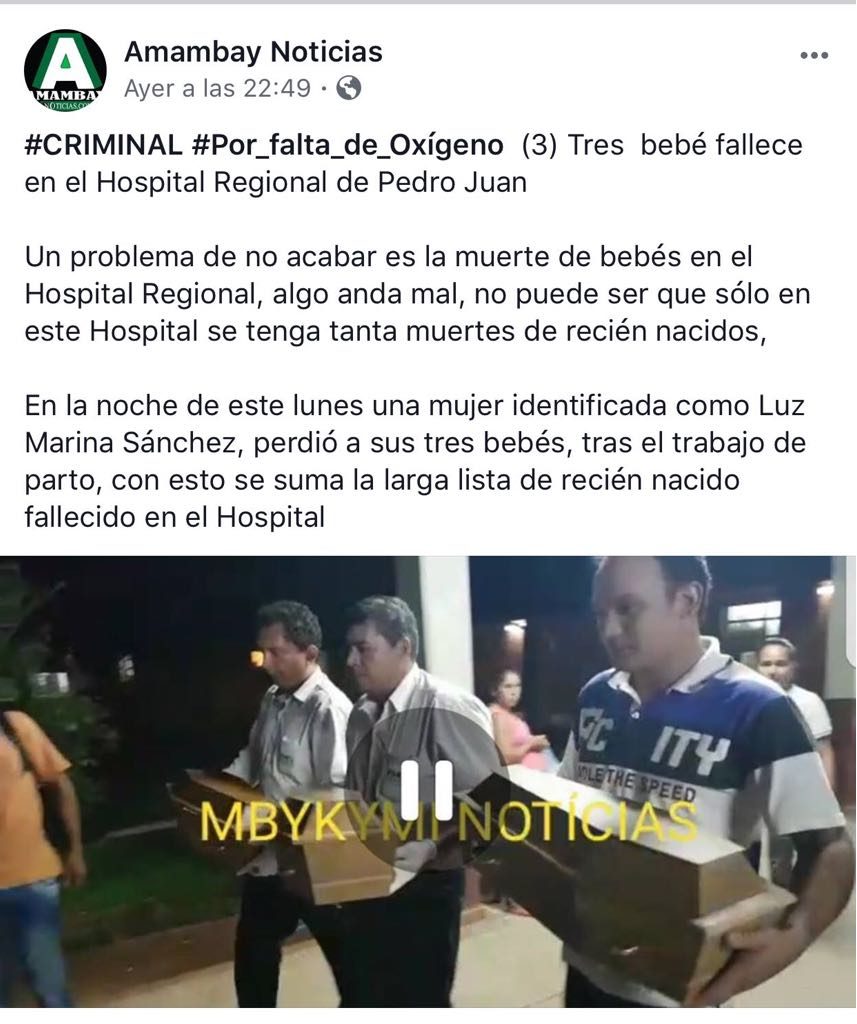 Director del Hospital de Pedro Juan Caballero aclara el hecho de la muerte de los trillizos