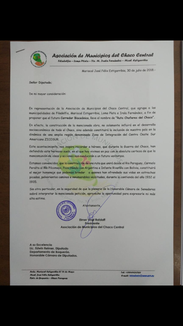 Municipios chaqueños intentan renombrar Ruta Bioceánica