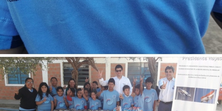 Alumnos reciben remeras con logotipo  del MOPC para Olimpiadas chaqueñas