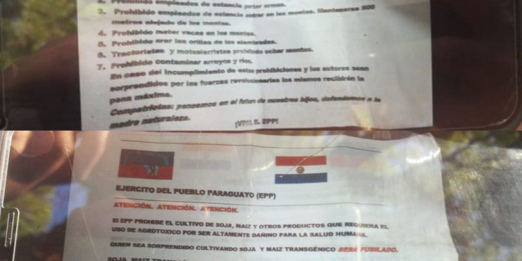 Aparecen supuestos panfletos del EPP que prohíben cultivo de soja