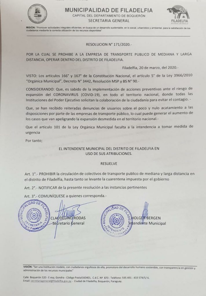 Prohíben circulación de transportes públicos en el distrito de Filadelfia Prohíben circulación de transportes públicos en el distrito de Filadelfia