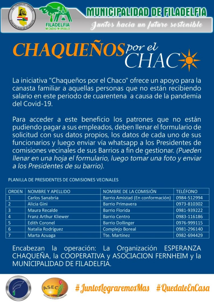 Unos 460 inscritos esperan desembolso del programa Ñangareko en Filadelfia