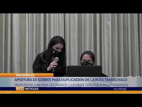 APERTURA DE SOBRES PARA LA RUTA TRANSCHACO