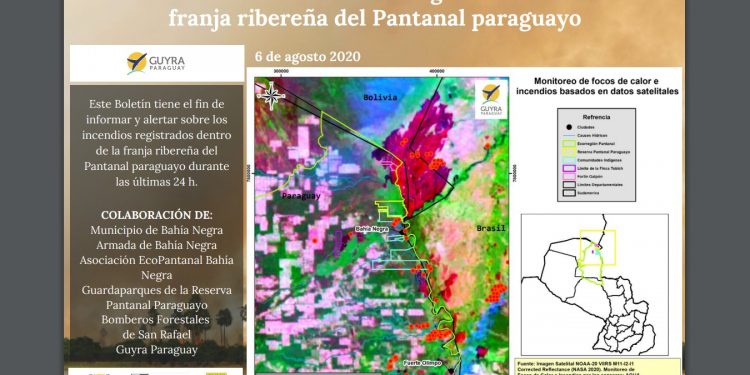 Con trabajo interinstitucional monitorean focos de incendios en el Pantanal Paraguayo Con trabajo interinstitucional monitorean focos de incendios en el Pantanal Paraguayo