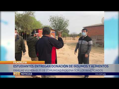 ESTUDIANTES ENTREGAN DONACIÓN DE INSUMOS Y ALIMENTOS EN COMUNIDAD INDÍGENA DE FILADELFIA – CHACO