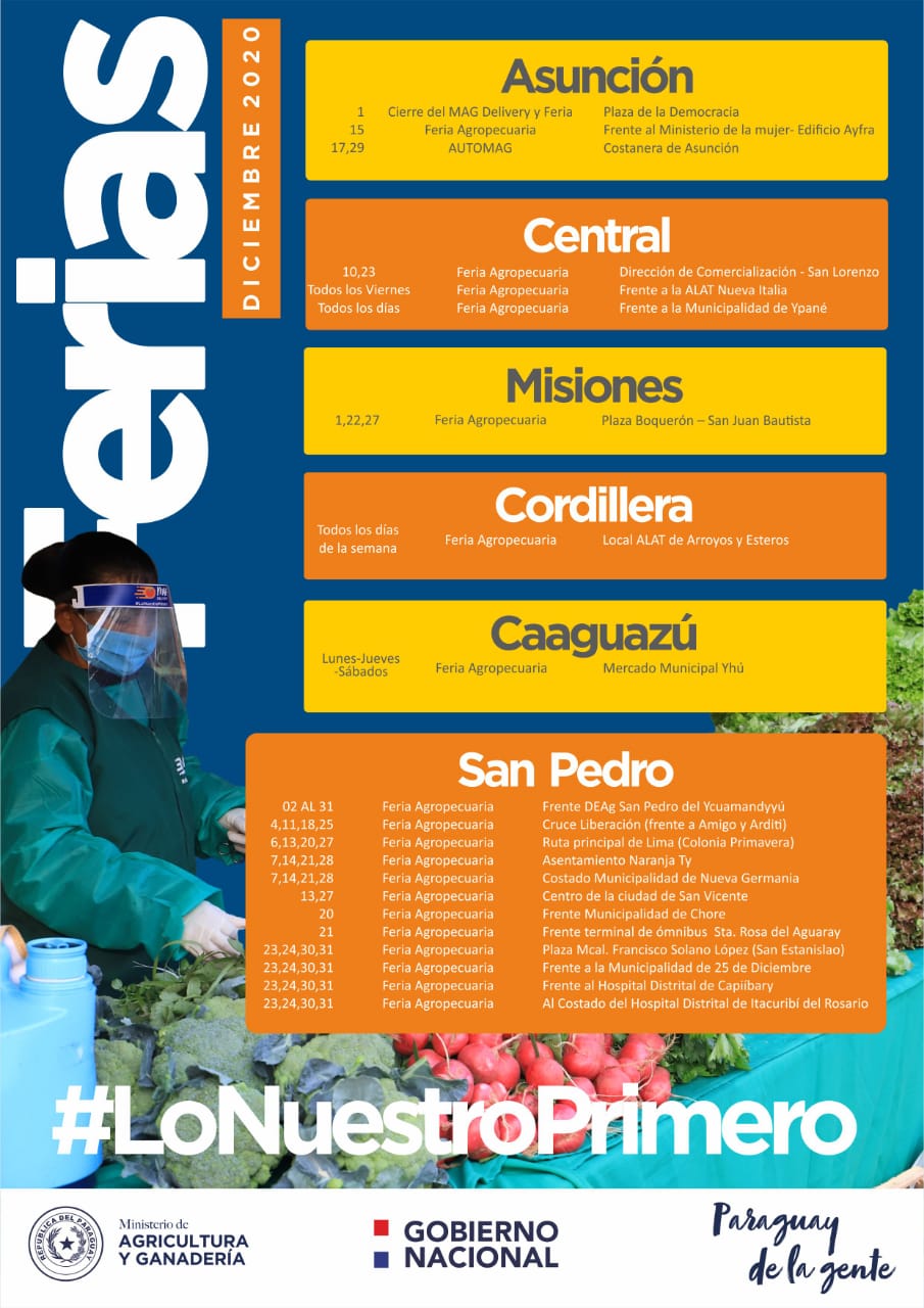 Harán ferias agropecuarias durante diciembre en varios puntos del país