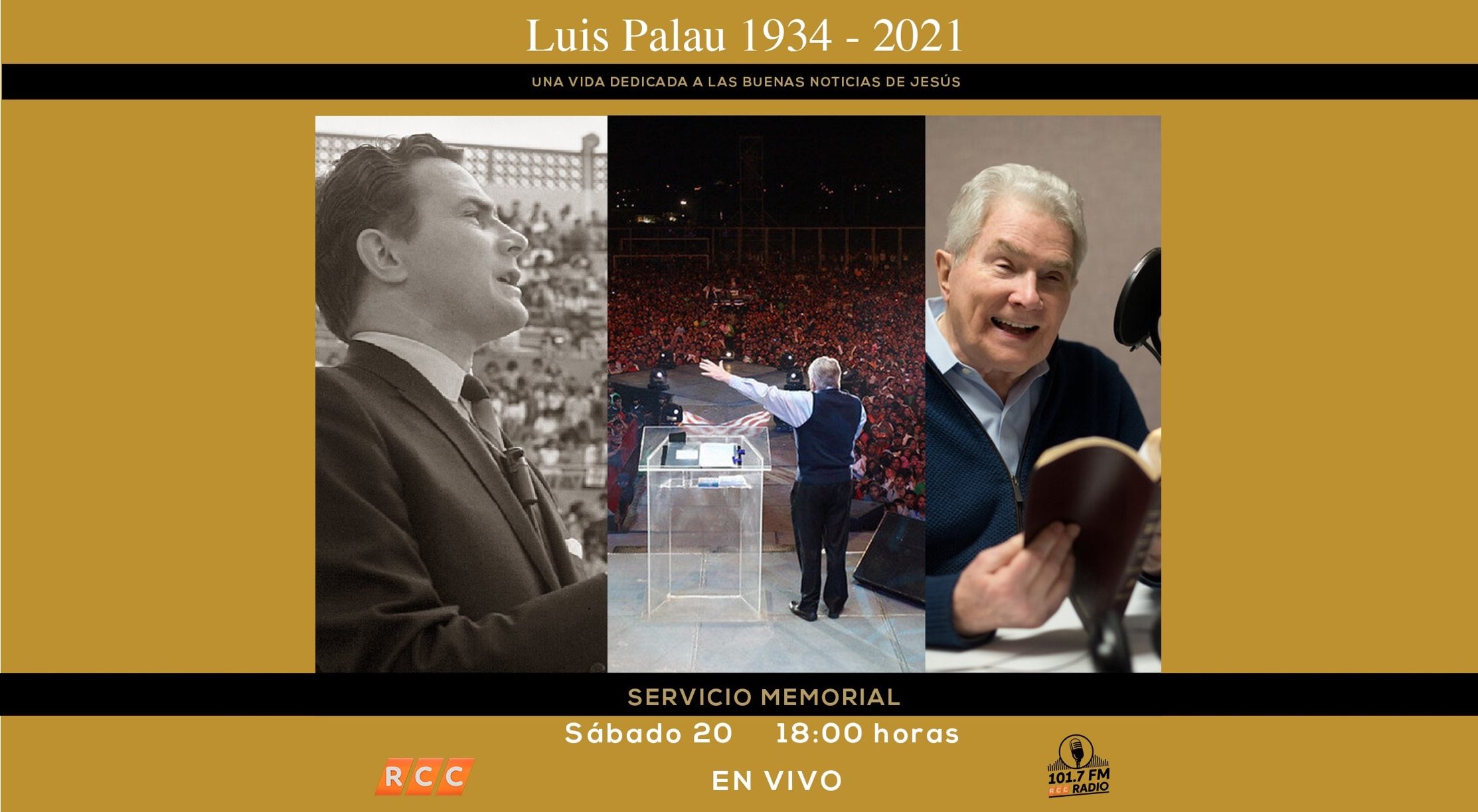 Acompañamiento final al Dr. Luis Palau en directo por las pantallas de RCC
