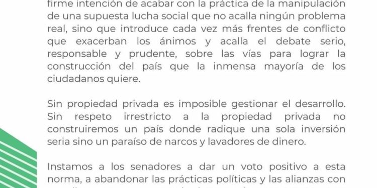 FECOPROD emite comunicado referente a proyecto de ley “Invasión de Inmueble ajeno”