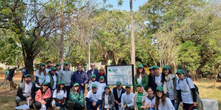 Plantaron la primera isla de biodiversidad de la ciudad de Lambaré, parte de los trabajos de consolidación del corredor verde del AMA Plantaron la primera isla de biodiversidad de la ciudad de Lambaré, parte de los trabajos de consolidación del corredor verde del AMA