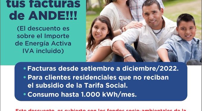Aplica desde este mes descuento del 25% en facturas de consumo eléctrico