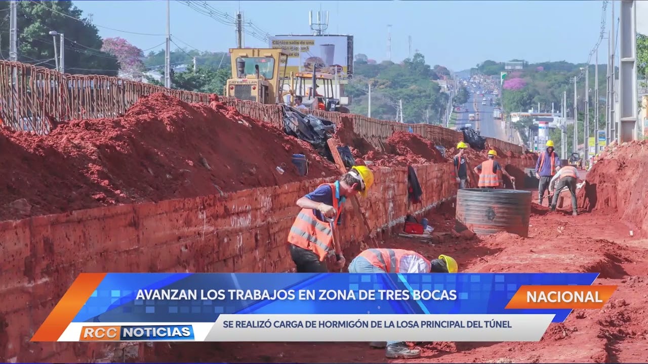 Tres Bocas: cargan hormigón en el último tramo de la losa principal del túnel