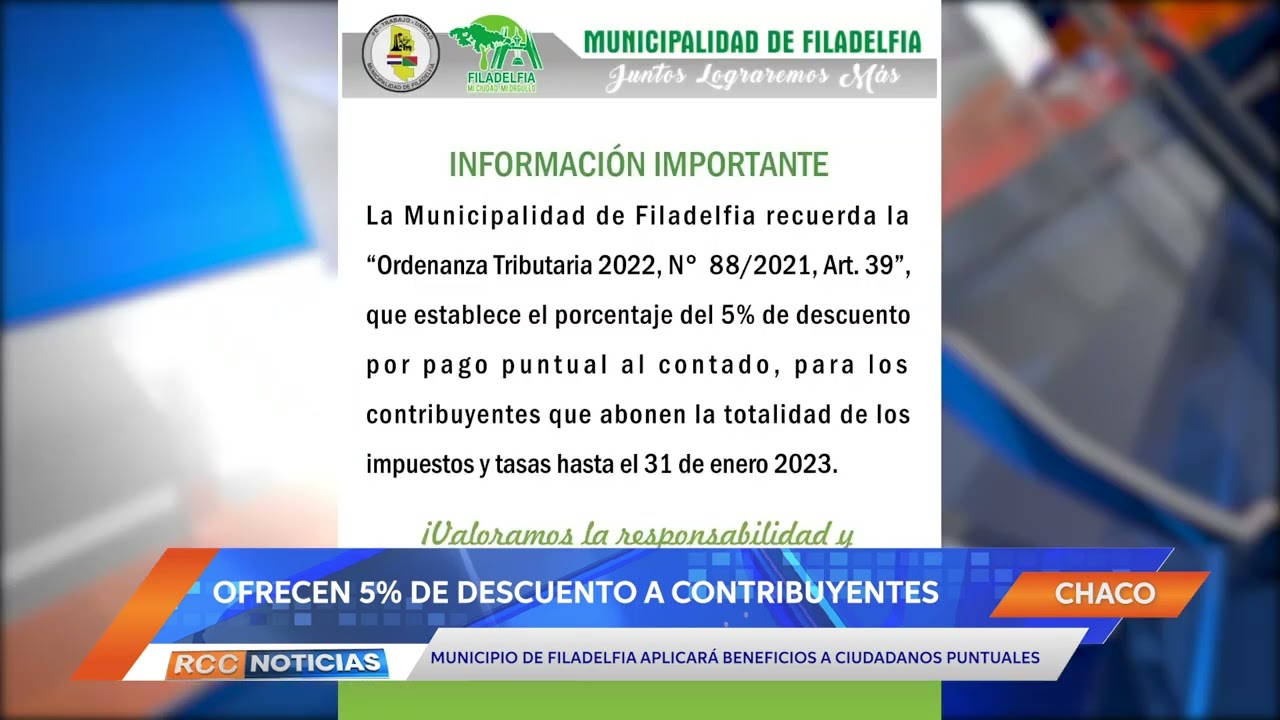 Municipalidad de Filadelfia aplicará descuentos a contribuyentes puntuales