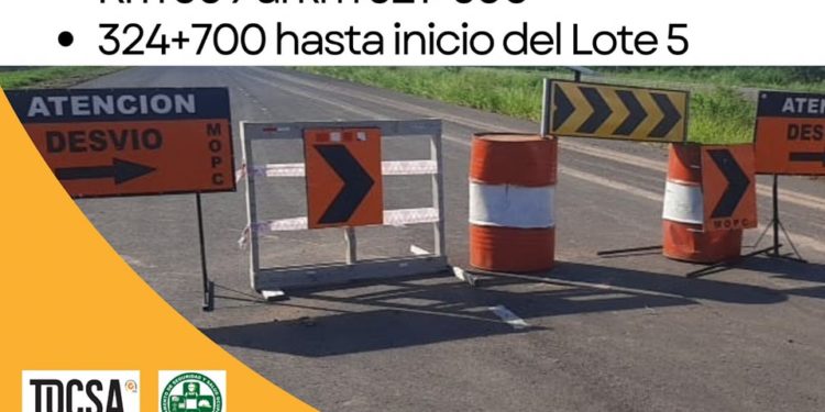 Aplican desvíos en un sector de la ruta PY09 – Transchaco Aplican desvíos en un sector de la ruta PY09 – Transchaco
