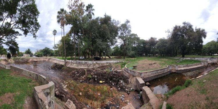 Realizan trabajos de limpieza para la restauración de la piscina del Parque Caballero Realizan trabajos de limpieza para la restauración de la piscina del Parque Caballero