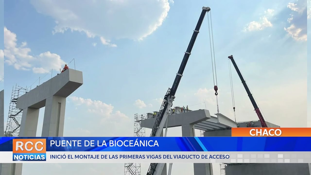 Puente de la Bioceánica: Inició el montaje de las primeras vigas del viaducto de acceso