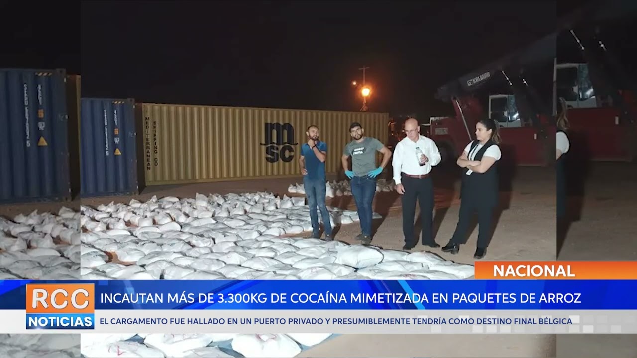 Incautan más de 3.300 kilos de cocaína entre bolsas de arroz en puerto de Villeta
