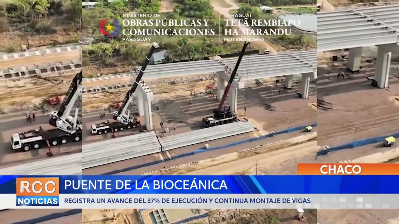 Puente de la Bioceánica supera el 37% de ejecución mientras sigue el montaje de vigas