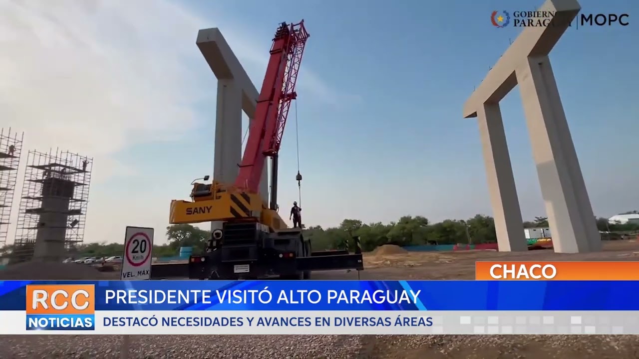 Presidente Peña verificó los avances de las obras del Puente de la Bioceánica