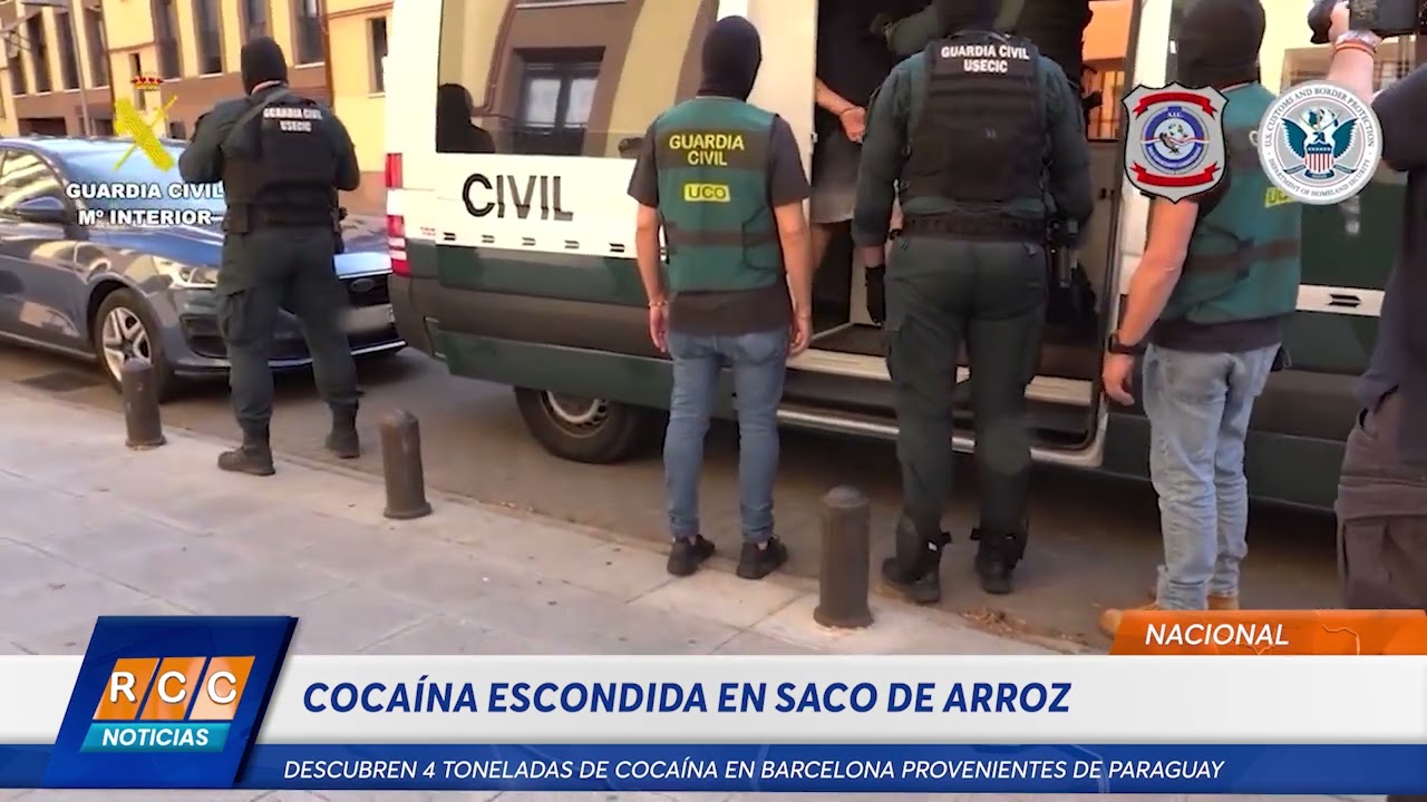 Video: Descubren 4 toneladas de cocaína en Barcelona escondidas en sacos de arroz provenientes de Paraguay