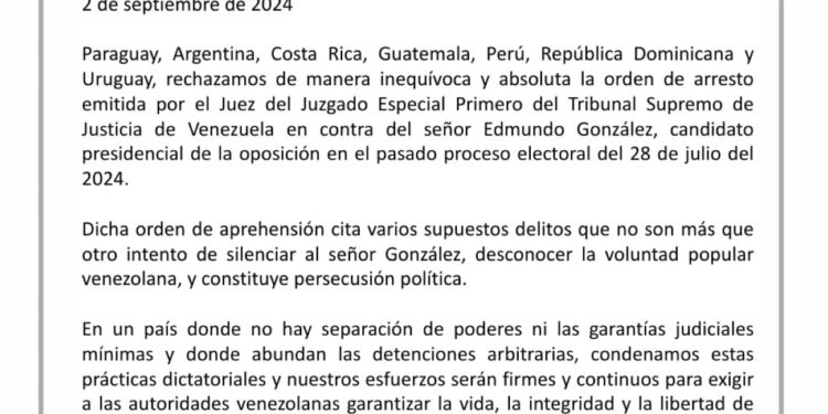 Rechazo internacional a orden de arresto contra Edmundo González