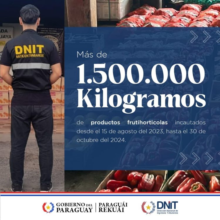 Más de 1.5 millones de kilos de productos frutihortícolas incautados en lucha contra el contrabando