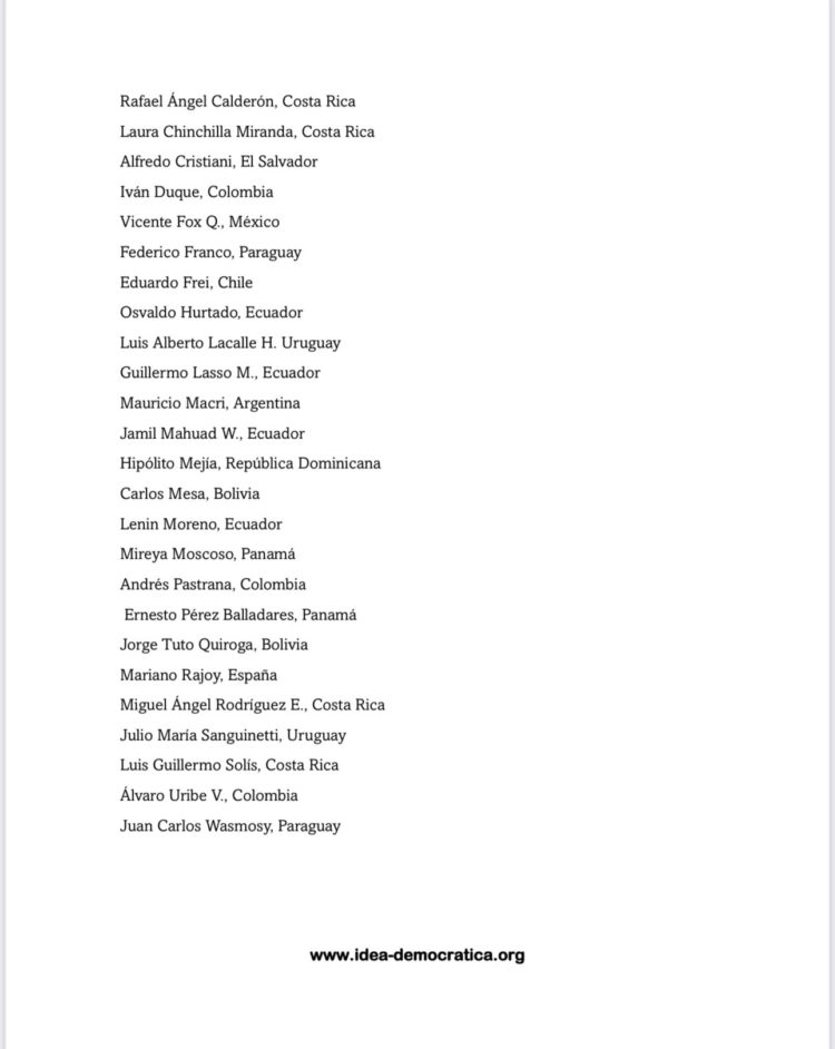 Expresidentes paraguayos apoyan declaración contra amenazas a María Corina Machado