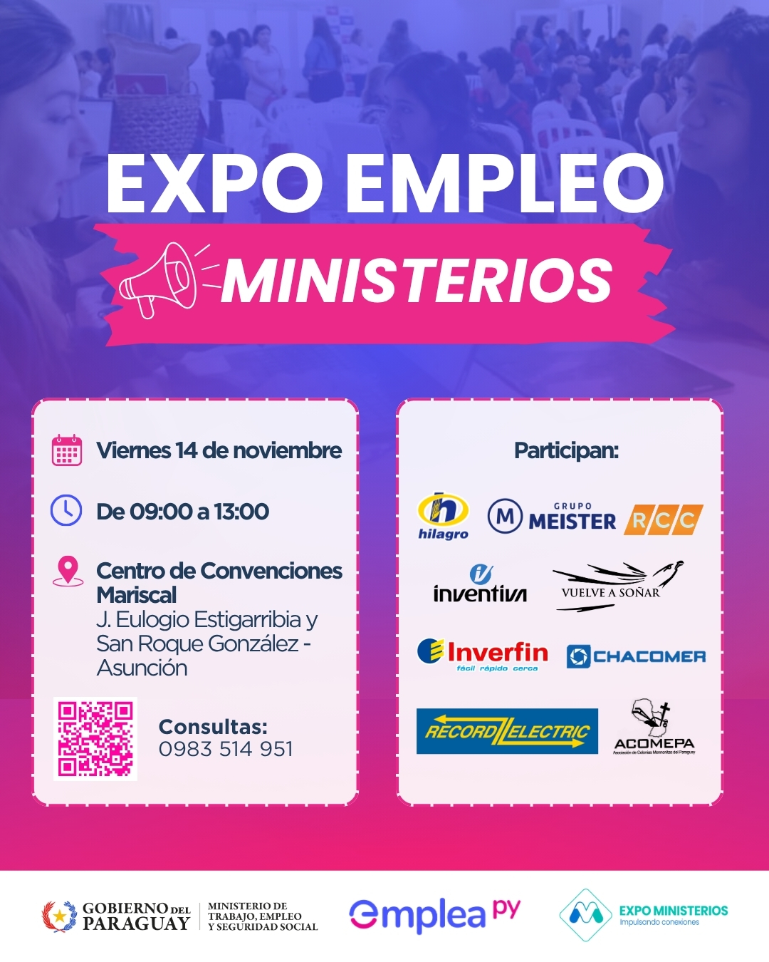 La Feria del empleo en «Expo Ministerios 2025» ofrecerá más de 500 puestos laborales este viernes La Feria del empleo en «Expo Ministerios 2025» ofrecerá más de 500 puestos laborales este viernes