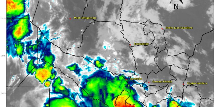 Alerta meteorológica: Tormentas persisten y se concentran en el sur de la Región Oriental