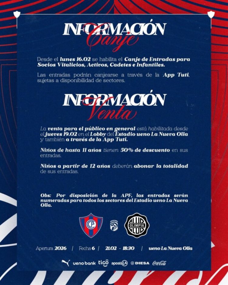 Cerro Porteño habilita el canje de entradas para el superclásico