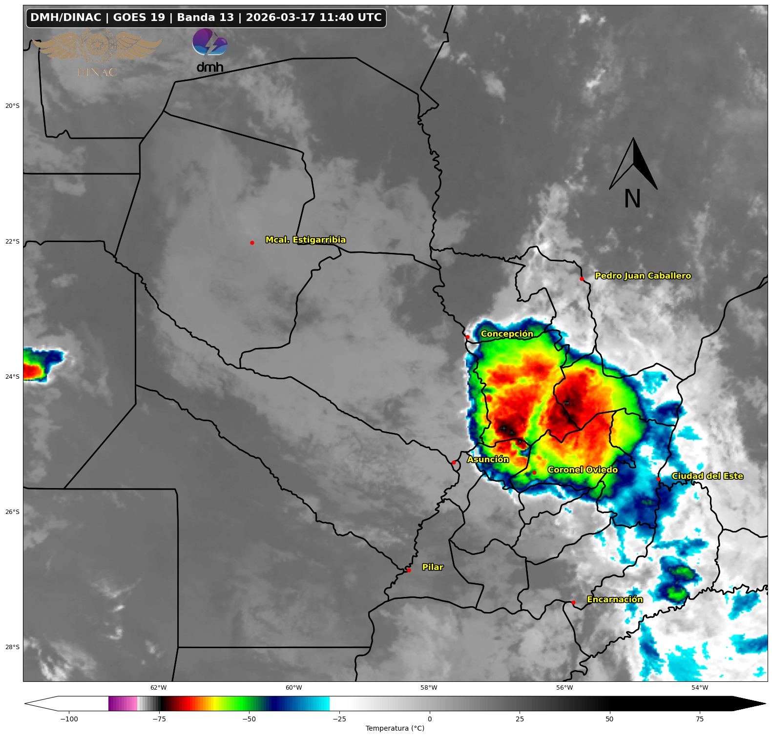 Alerta Meteorológica: Tormentas severas amenazan el centro y este de la Región Oriental