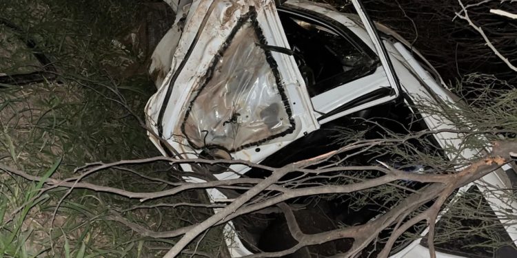 Camioneta volcó a gran velocidad en Filadelfia y terminó entre árboles