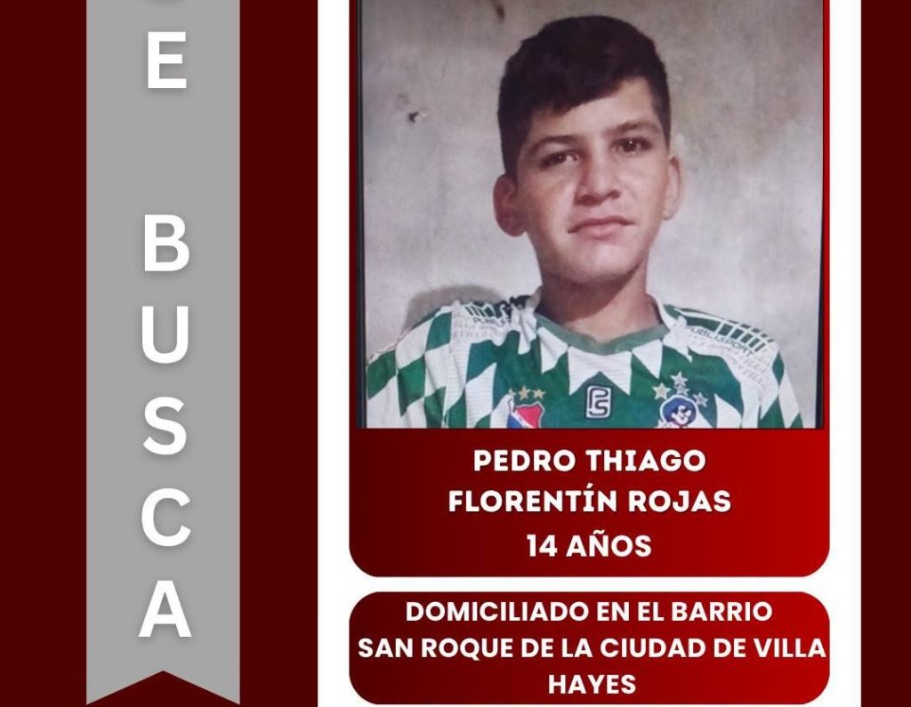 Buscan a Pedro Thiago: adolescente de 14 años desapareció en Villa Hayes