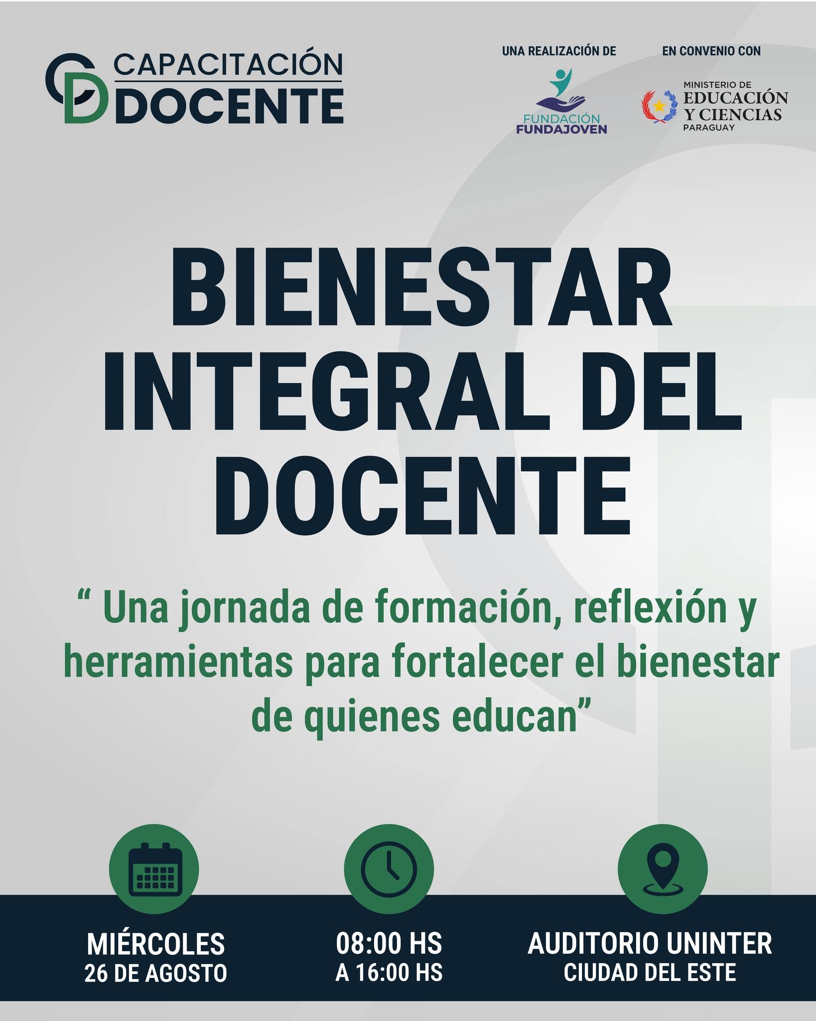 Despliegan en Alto Paraná programa de prevención y bienestar para docentes y aspirantes a policías Despliegan en Alto Paraná programa de prevención y bienestar para docentes y aspirantes a policías