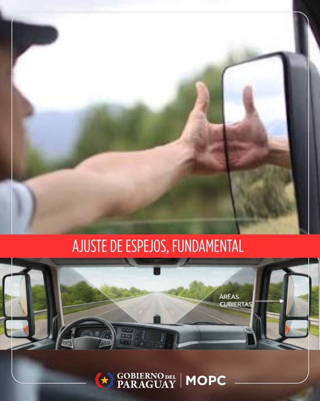 Puntos ciegos: MOPC y Patrulla Caminera advierten sobre el peligro para prevenir siniestros viales