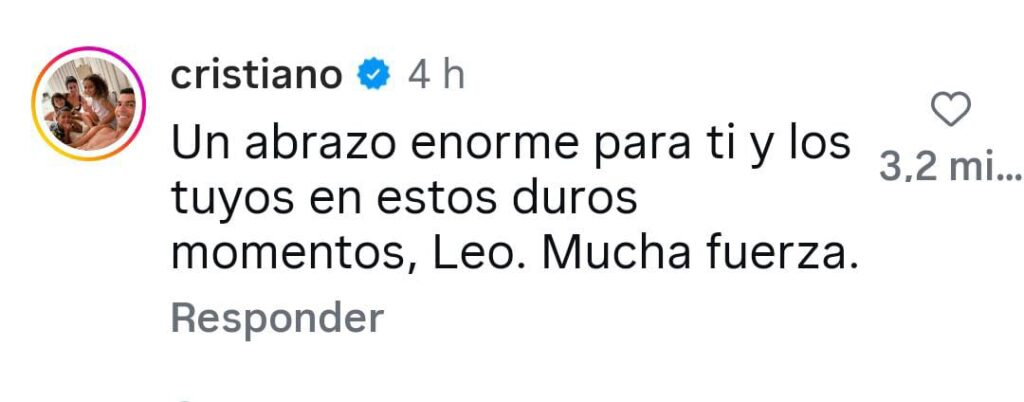 Cristiano Ronaldo expresa sus condolencias a Lionel Messi tras el fallecimiento de su padre