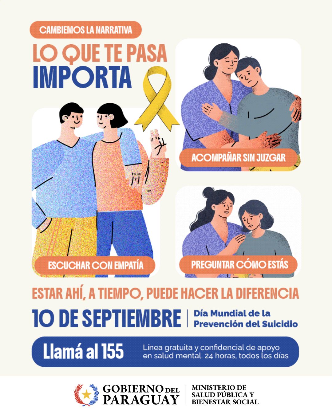 Salud impulsa el uso de la línea 155 para la prevención del suicidio y el abordaje de crisis