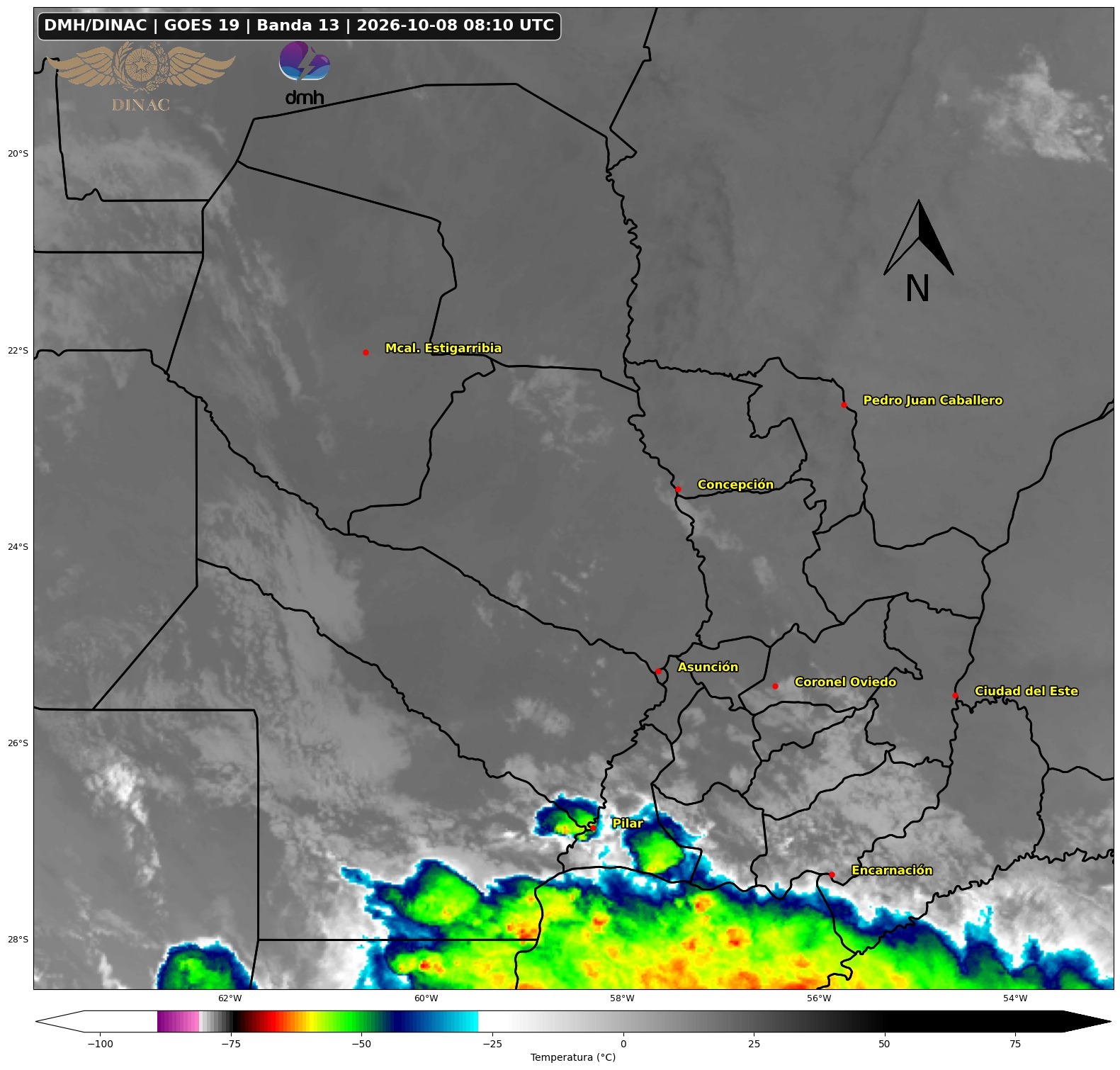 Emiten alerta por tormentas en el sur de la Región Oriental