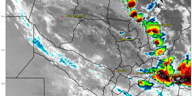Emiten alerta por tormentas severas, ráfagas de viento y posible caída de granizos para la Región Oriental