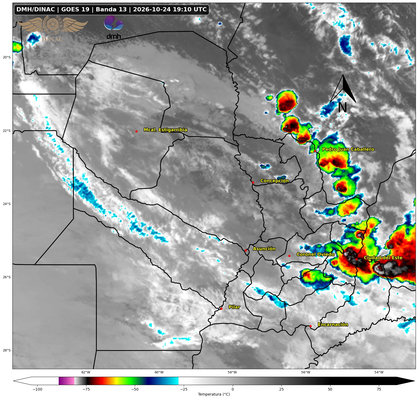 Emiten alerta por tormentas severas, ráfagas de viento y posible caída de granizos para la Región Oriental