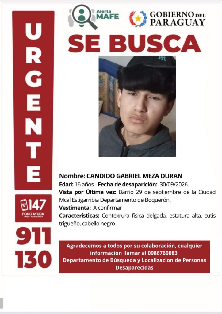 Activan Alerta MAFE para localizar a adolescente de 16 años desaparecido en Boquerón Activan Alerta MAFE para localizar a adolescente de 16 años desaparecido en Boquerón
