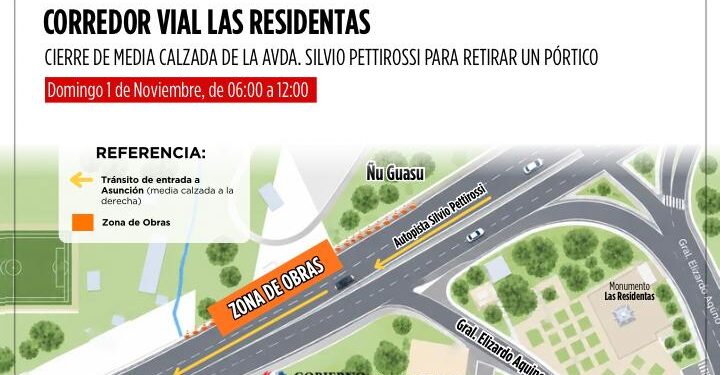 Retiro de pórtico obligará a utilizar media calzada en la autopista Silvio Pettirossi Retiro de pórtico obligará a utilizar media calzada en la autopista Silvio Pettirossi