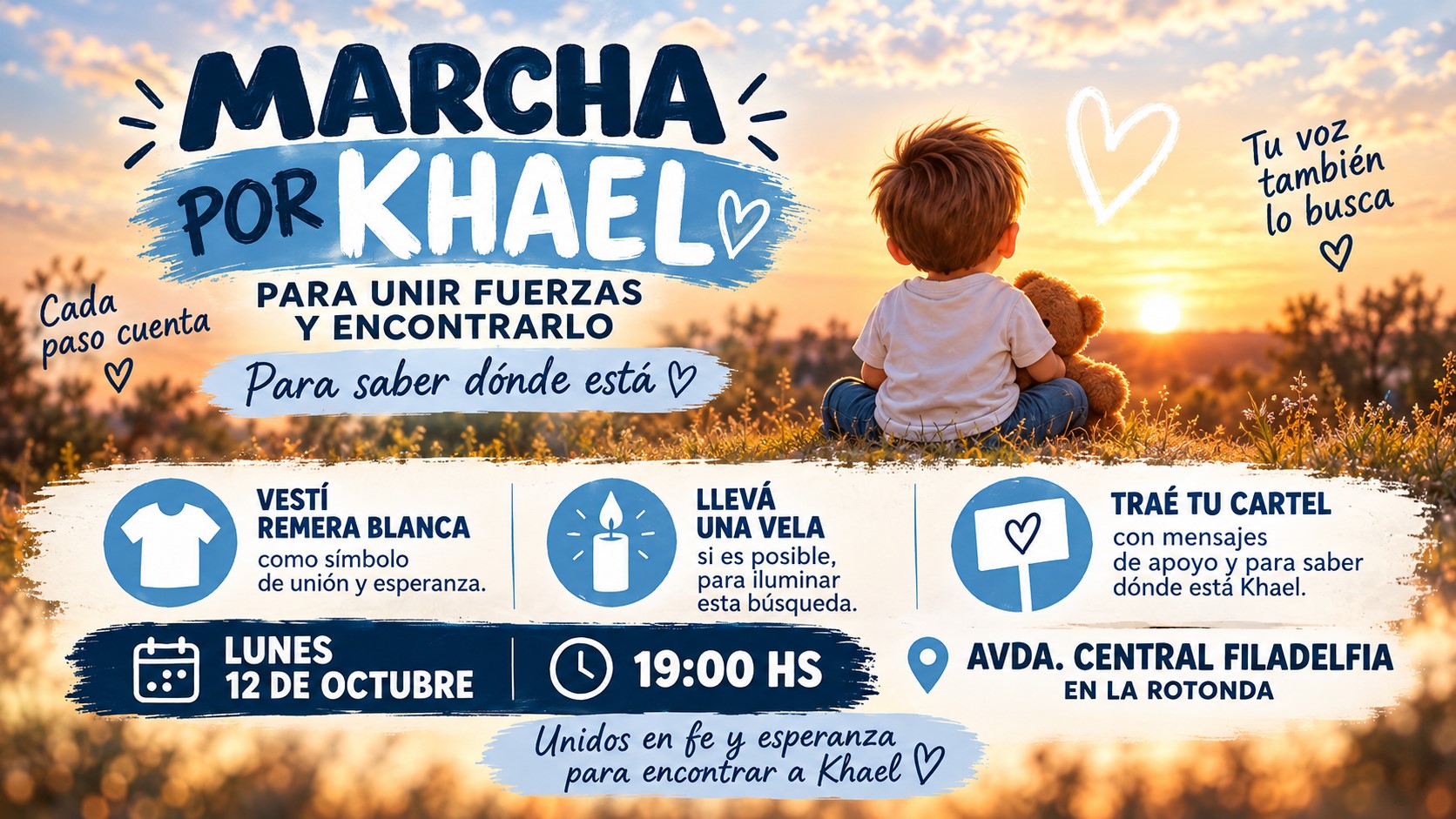 Convocan a una marcha en Filadelfia para unir fuerzas y encontrar al niño Khael Valdez