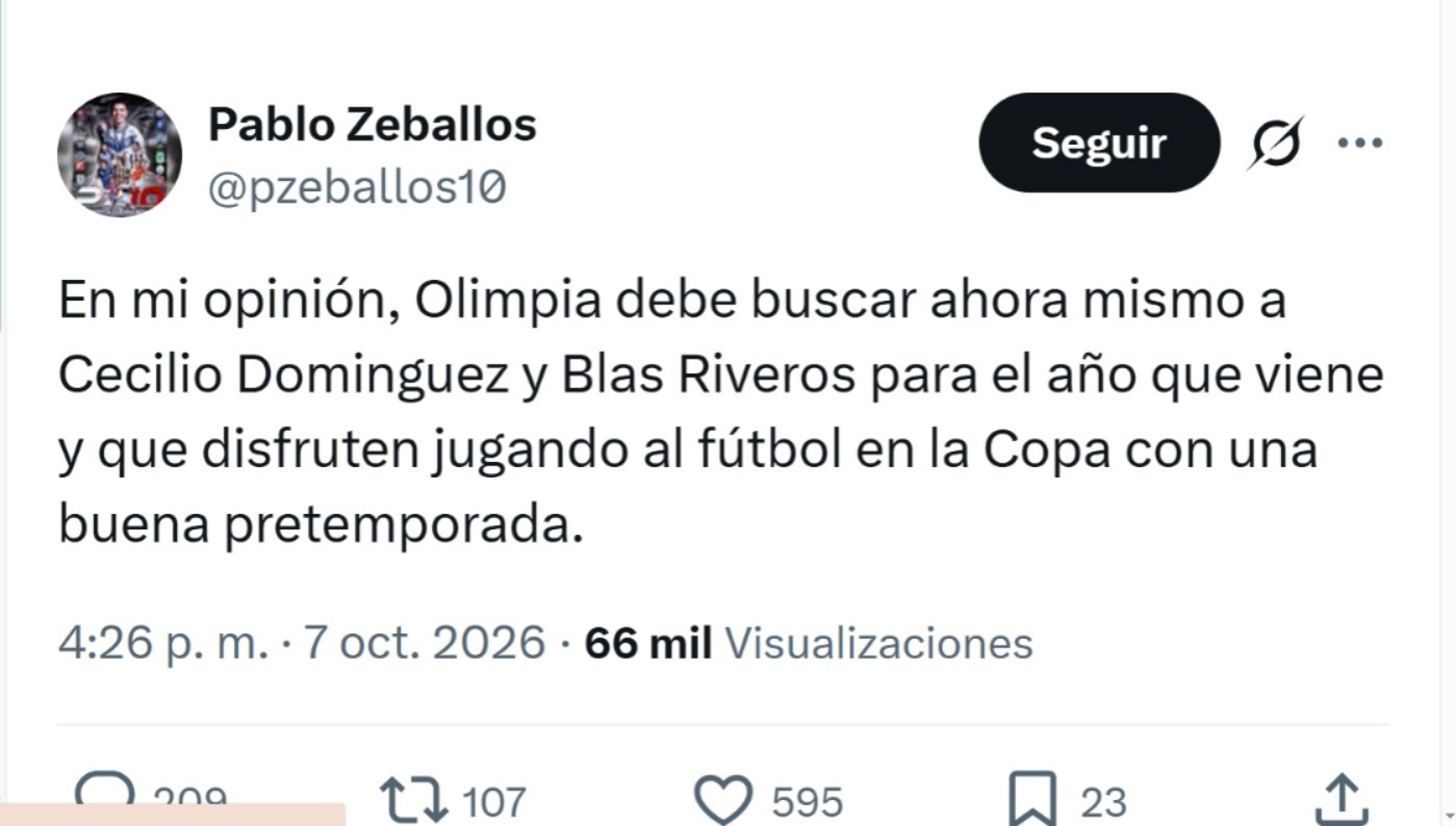Bomba en el mercado paraguayo: Pablo Zeballos exige a Olimpia los fichajes de Cecilio Domínguez y Blas Riveros y desata la furia de la hinchada